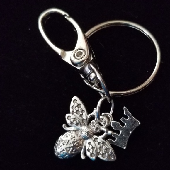 Queen Bee & Crown Keyring \ Purse Clip - Picture 3 of 4